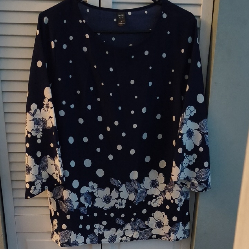 Elegant Navy Floral Blouse
